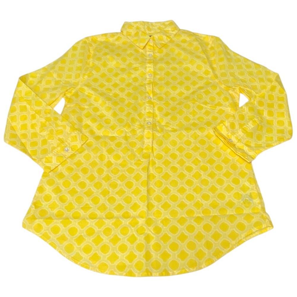LANDS' END Yellow Geometric Lightweight Cotton Top - Women’s Sz 4